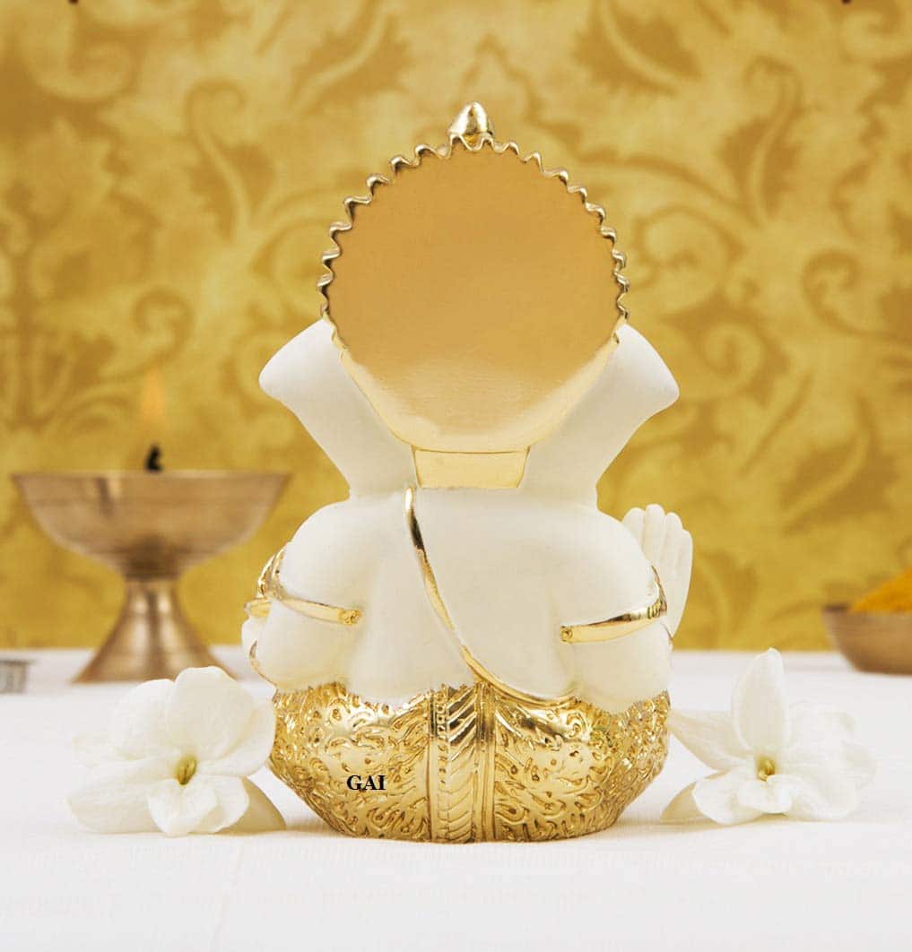 Buy Gold Art India Silver plated White Ganesha for Car Dashboard